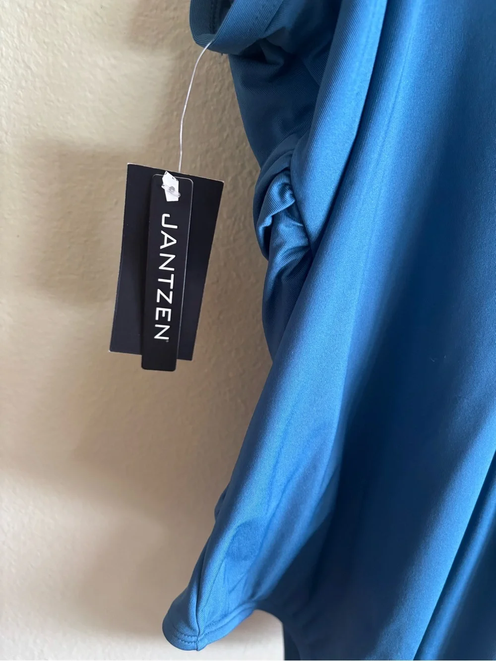 NWT Jansen One Piece 
Ruched Crisscross V Neck Push Up Swimsuit in Blue Size: 14 - Picture 5 of 7